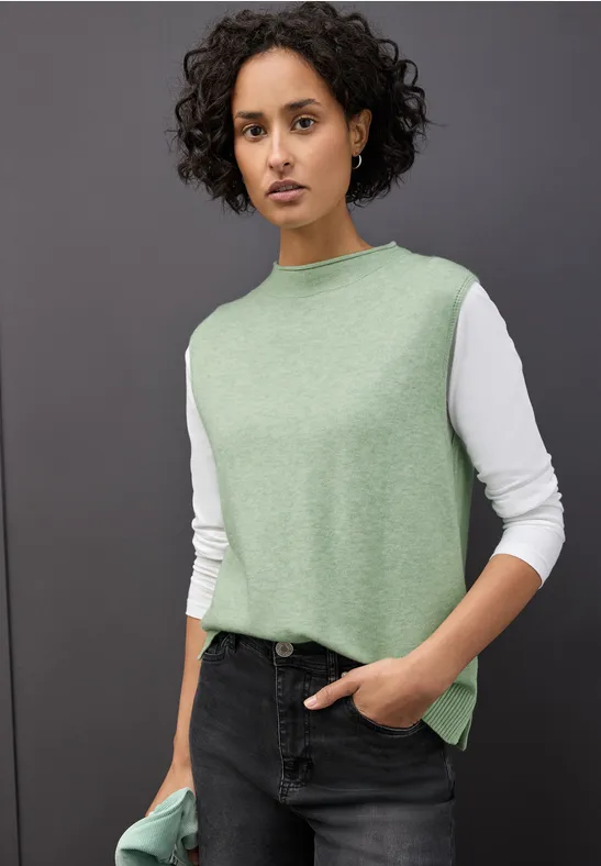 Mouwloze trui serene green mel.