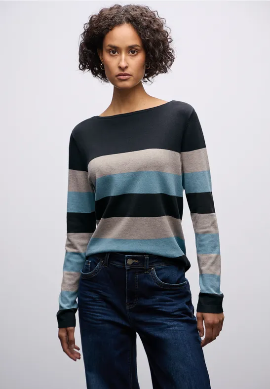 Trui met strepen deepwater blue