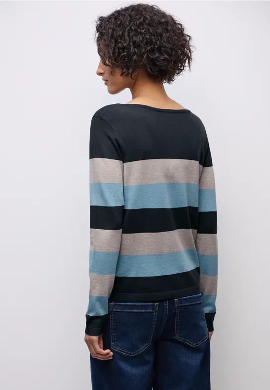 Trui met strepen deepwater blue