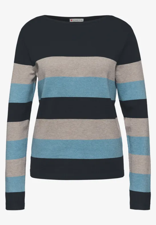 Trui met strepen deepwater blue