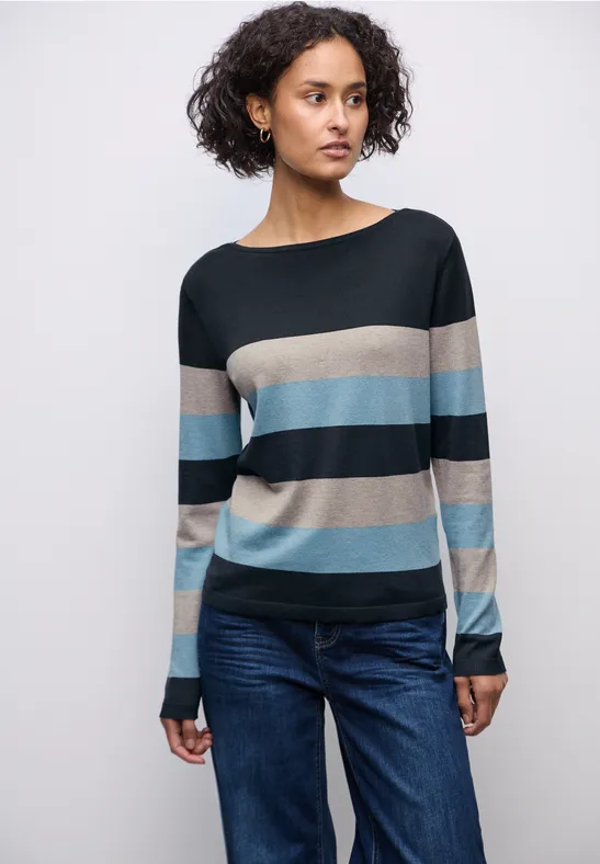 Trui met strepen deepwater blue