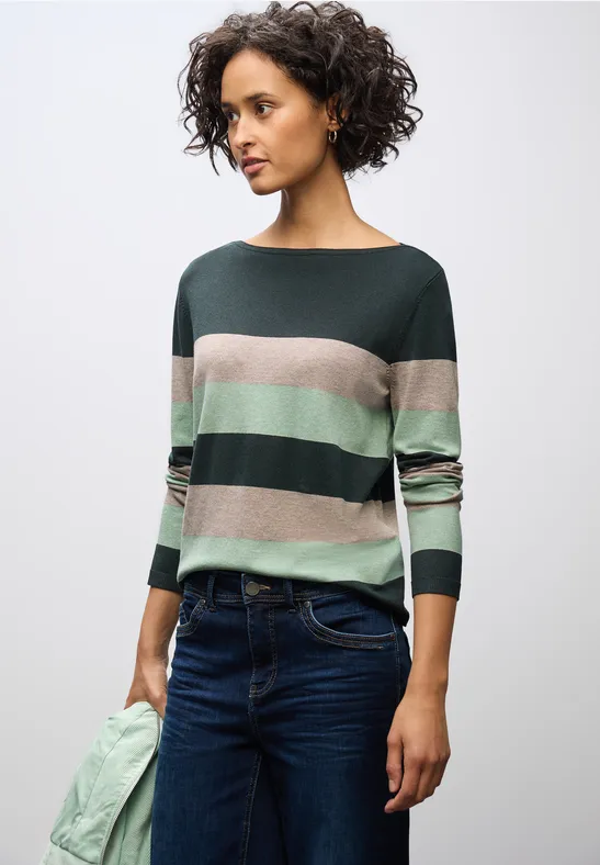 Trui met strepen juniper green