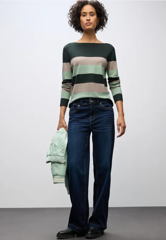Trui met strepen juniper green