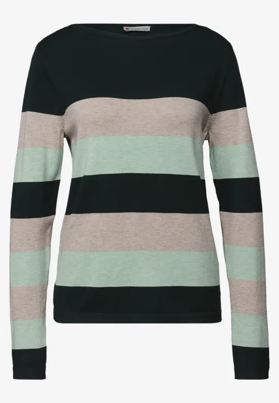 Trui met strepen juniper green