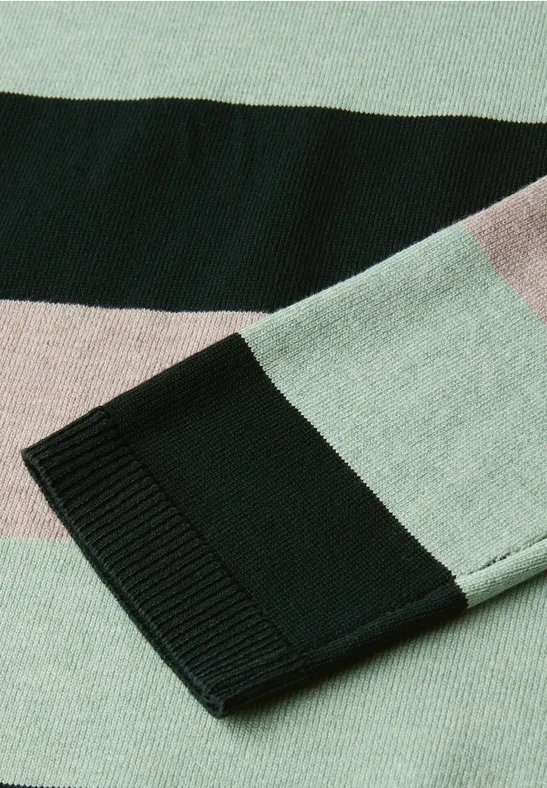 Trui met strepen juniper green