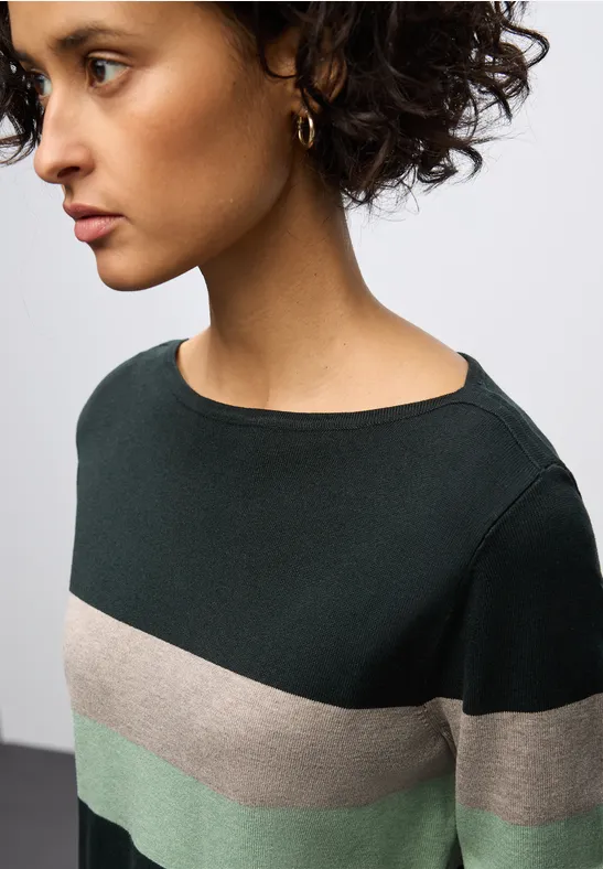 Trui met strepen juniper green