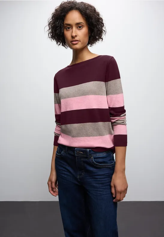 Trui met strepen wildberry red