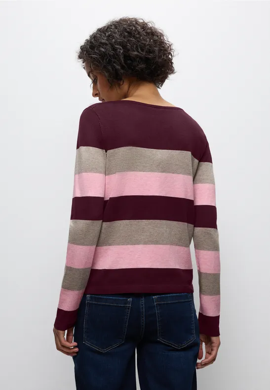 Trui met strepen wildberry red