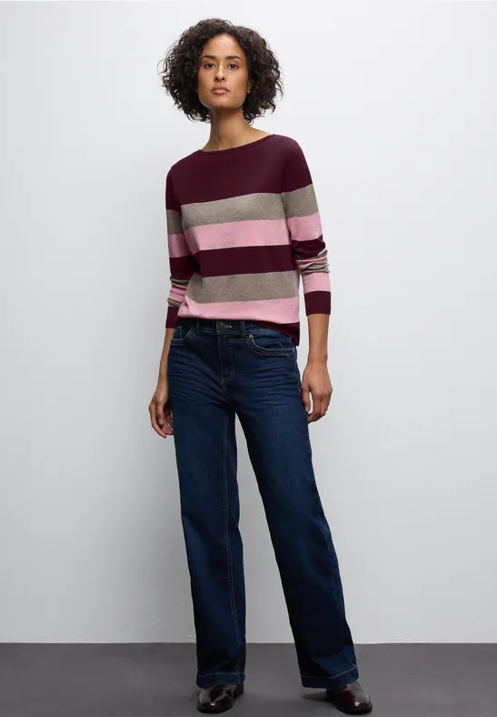 Trui met strepen wildberry red