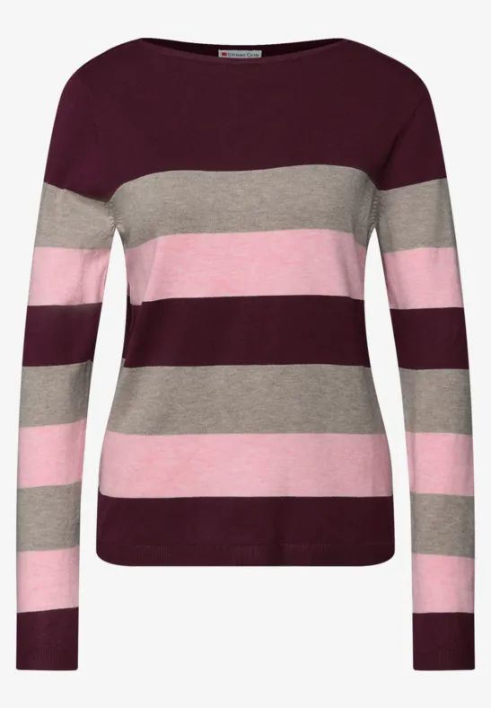 Trui met strepen wildberry red