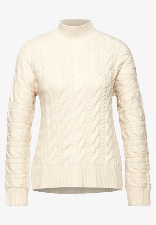 Jumper met kabelpatroon soft beige