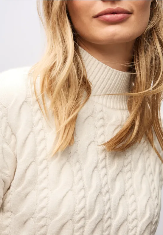 Jumper met kabelpatroon soft beige