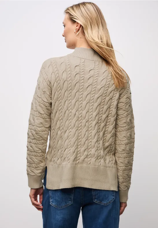 Jumper met kabelpatroon sanded beige