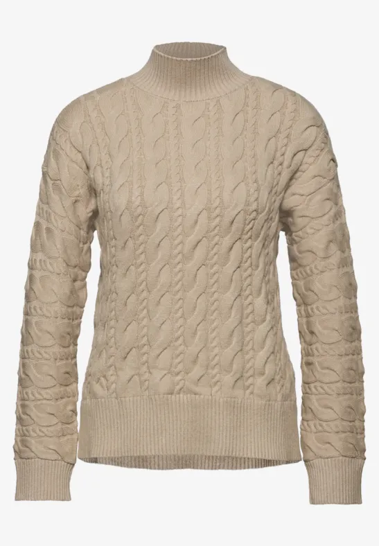 Jumper met kabelpatroon sanded beige