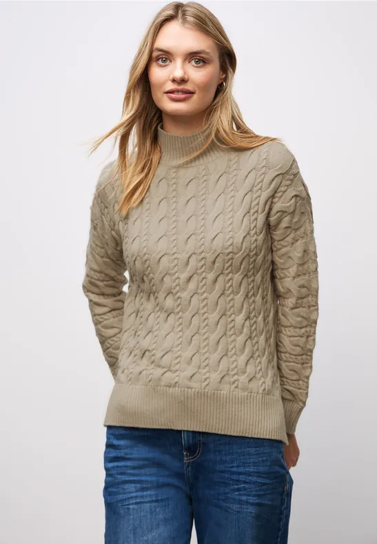 Jumper met kabelpatroon sanded beige