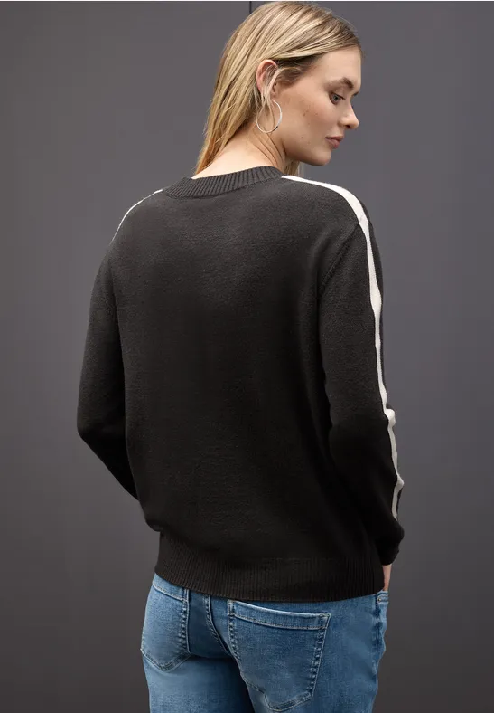 Trui met gallonstrepen darkest brown