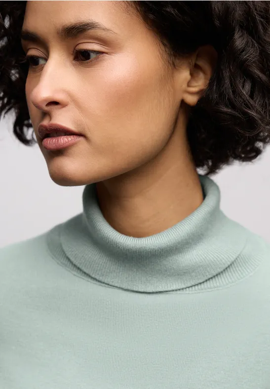 Basic Rollkragenpullover nile blue