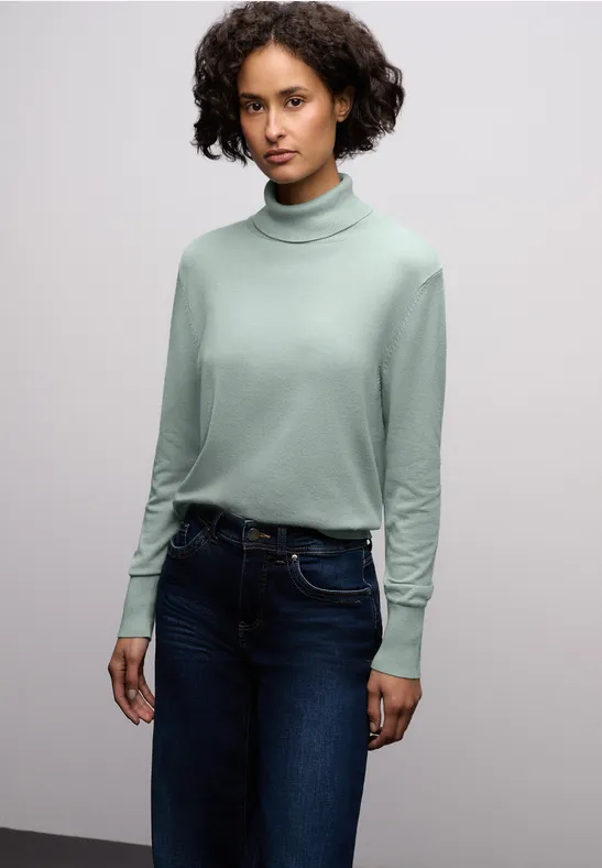 Basic Rollkragenpullover nile blue