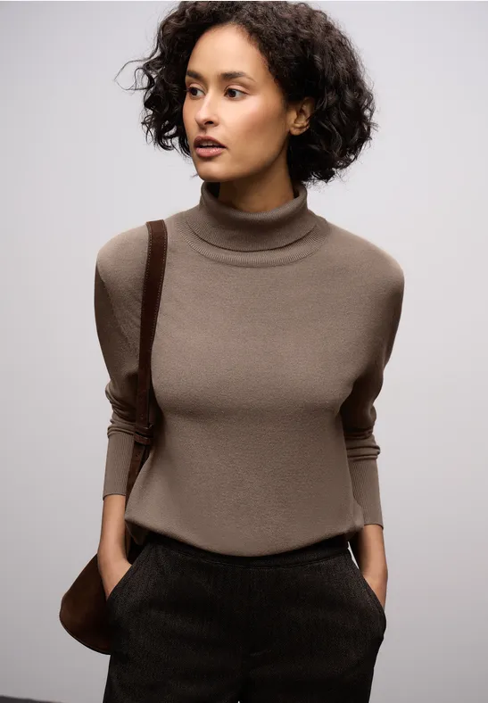 Pull à col roulé basique silk brown