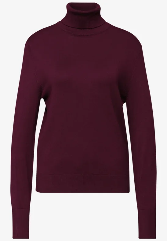 Basic Rollkragenpullover wildberry red