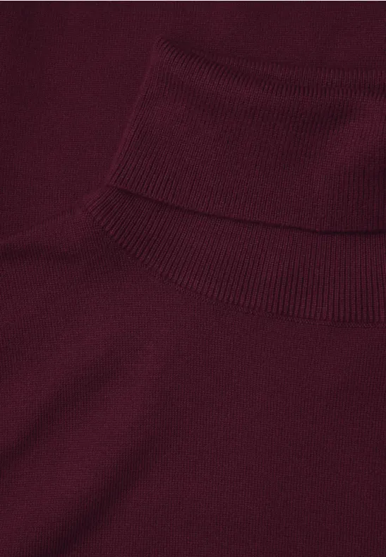 Basic Rollkragenpullover wildberry red