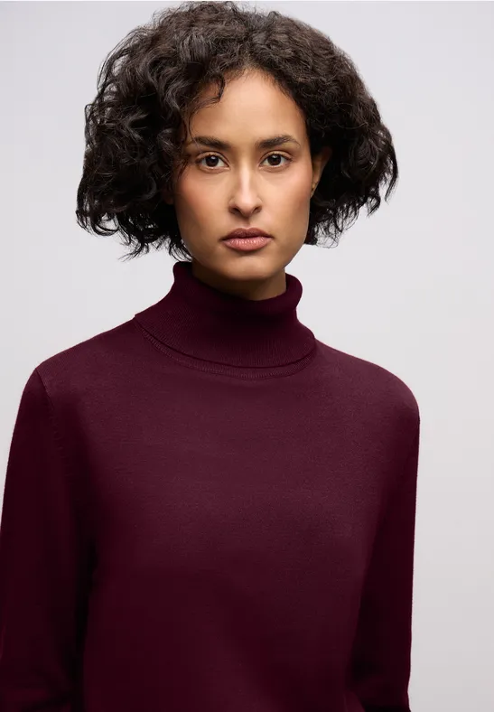 Basic Rollkragenpullover wildberry red