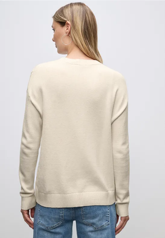 Jumper met kabelpatroon soft beige