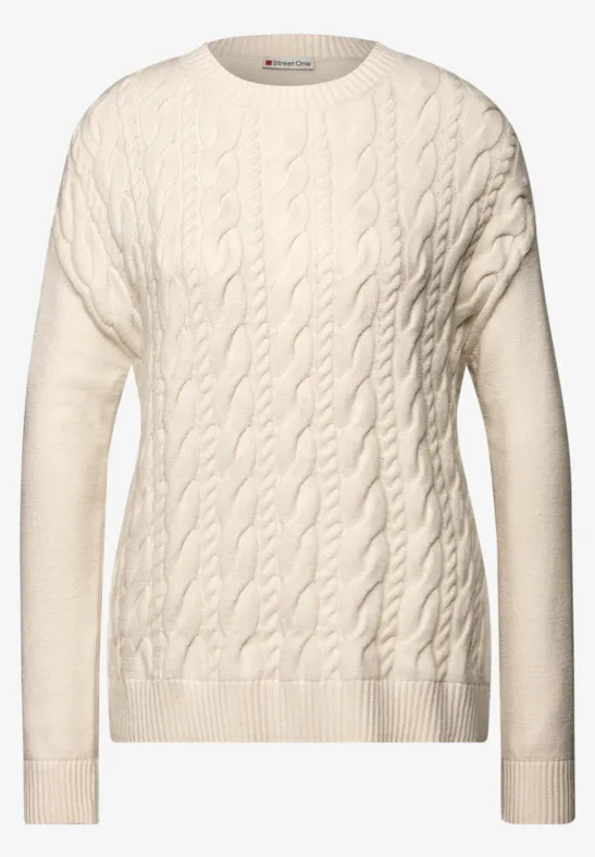 Jumper met kabelpatroon soft beige