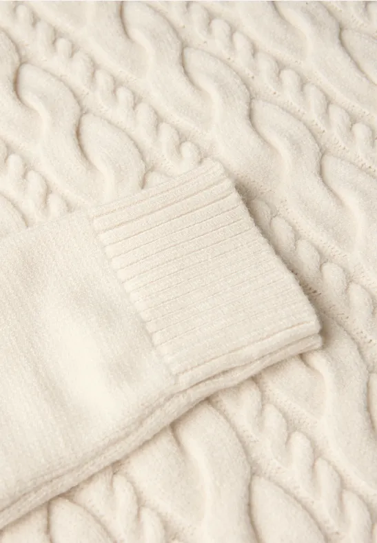 Jumper met kabelpatroon soft beige