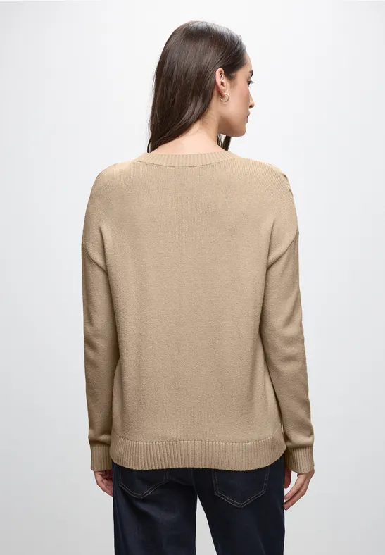 Jumper met kabelpatroon sanded beige