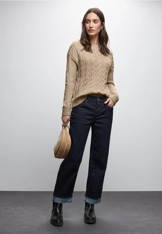Jumper met kabelpatroon sanded beige