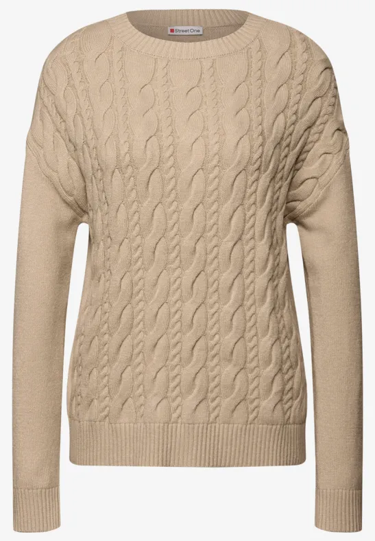 Jumper met kabelpatroon sanded beige
