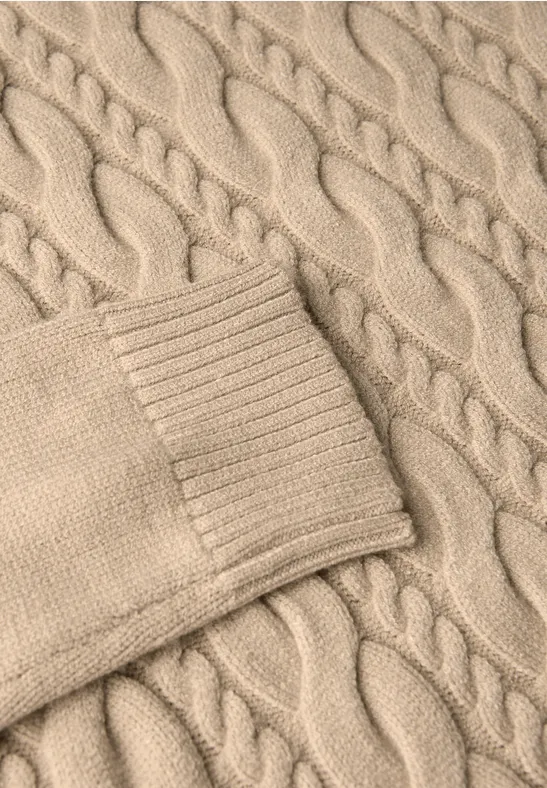 Jumper met kabelpatroon sanded beige