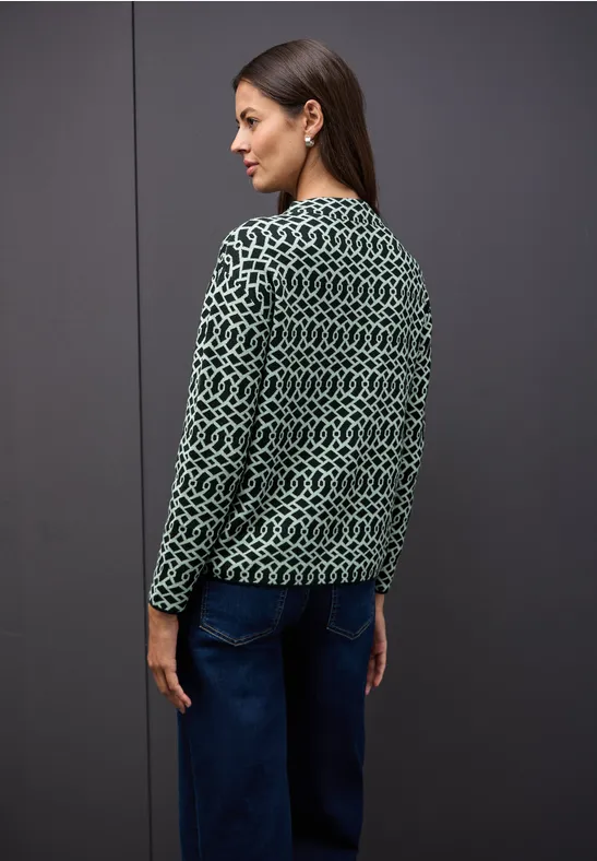Pull jacquard cosy juniper green