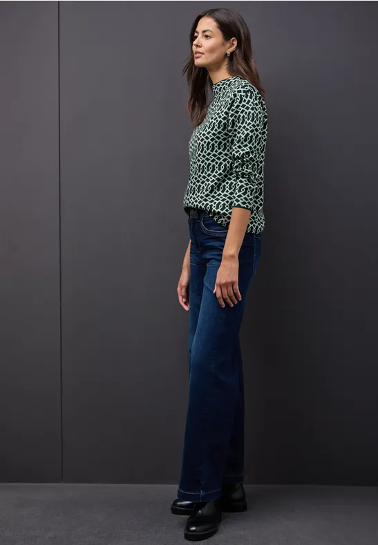 Pull jacquard cosy juniper green