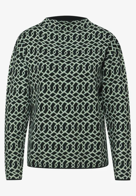 Pull jacquard cosy juniper green