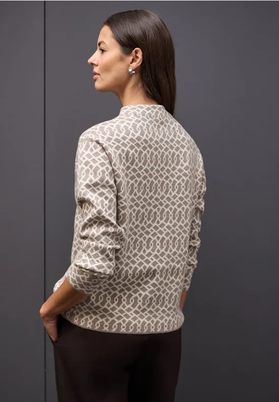 Pull jacquard cosy silk brown mel.