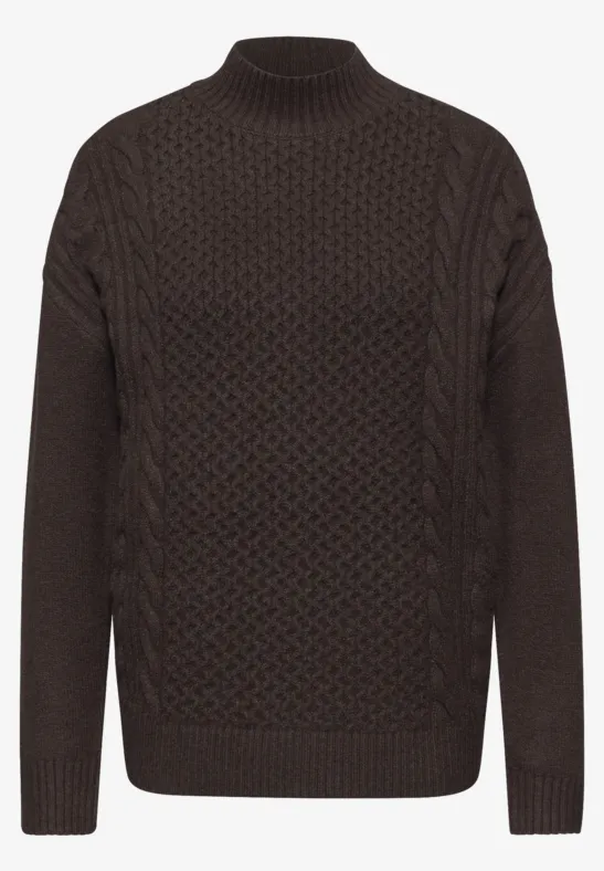 Trui met gebreid patroon deep roast brown