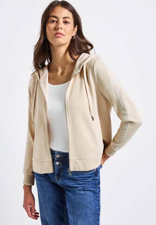 Veste à capuche avec bande décorative tusk cream