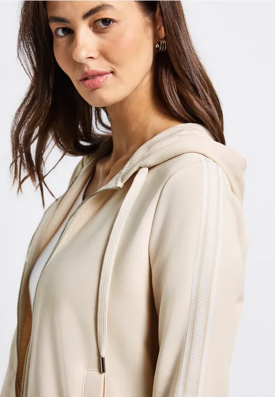 Veste à capuche avec bande décorative tusk cream