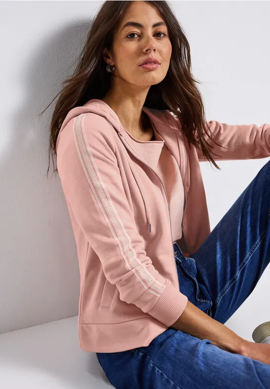 Veste à capuche avec bande décorative faded rose