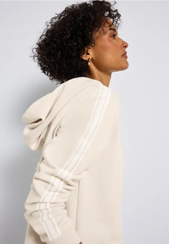 Hoodie met gallon strepen tusk cream