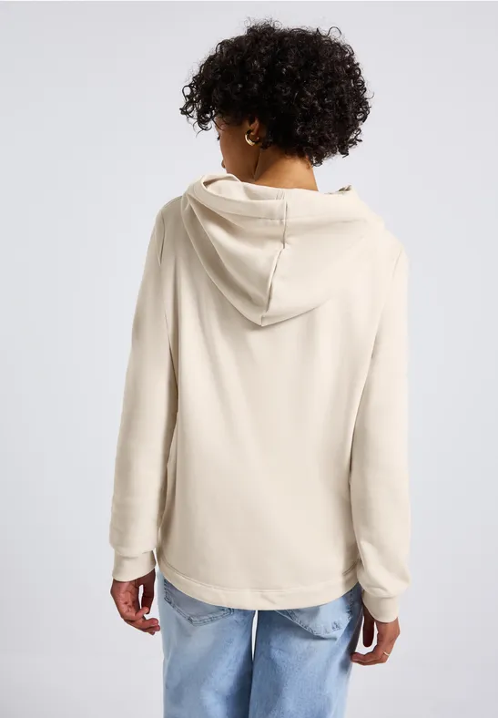 Hoodie met gallon strepen tusk cream