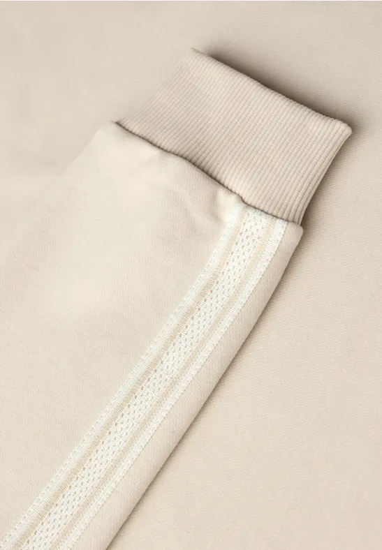Hoodie met gallon strepen tusk cream