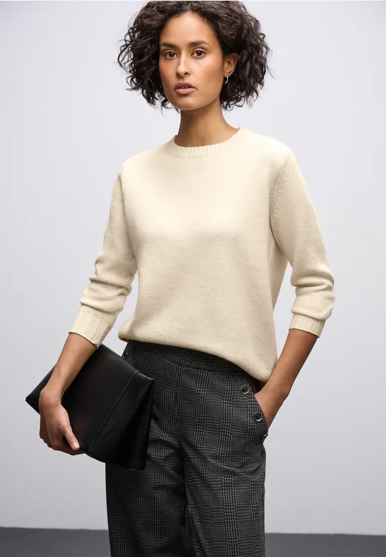 Trui met ronde hals soft beige