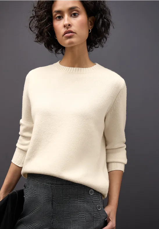 Trui met ronde hals soft beige