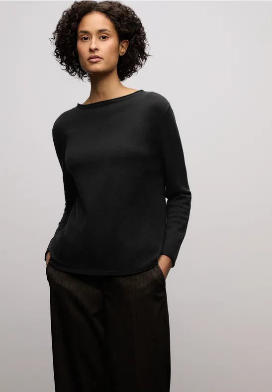Pullover mit gerolltem Saum Black