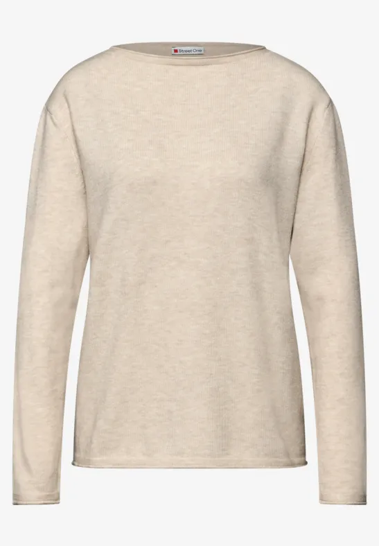 Pullover mit gerolltem Saum tusk cream mel.