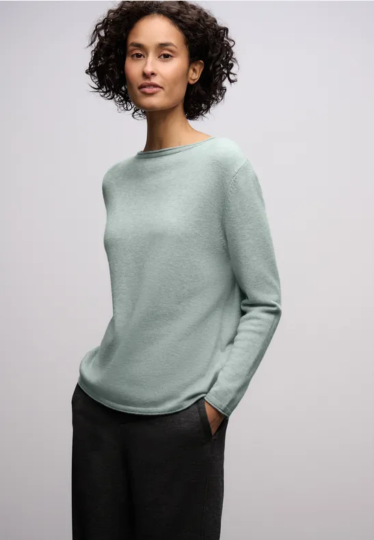 Pull avec ourlet roulé nile blue mel.