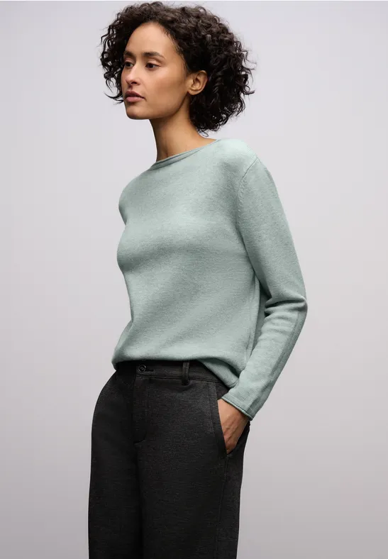 Pull avec ourlet roulé nile blue mel.